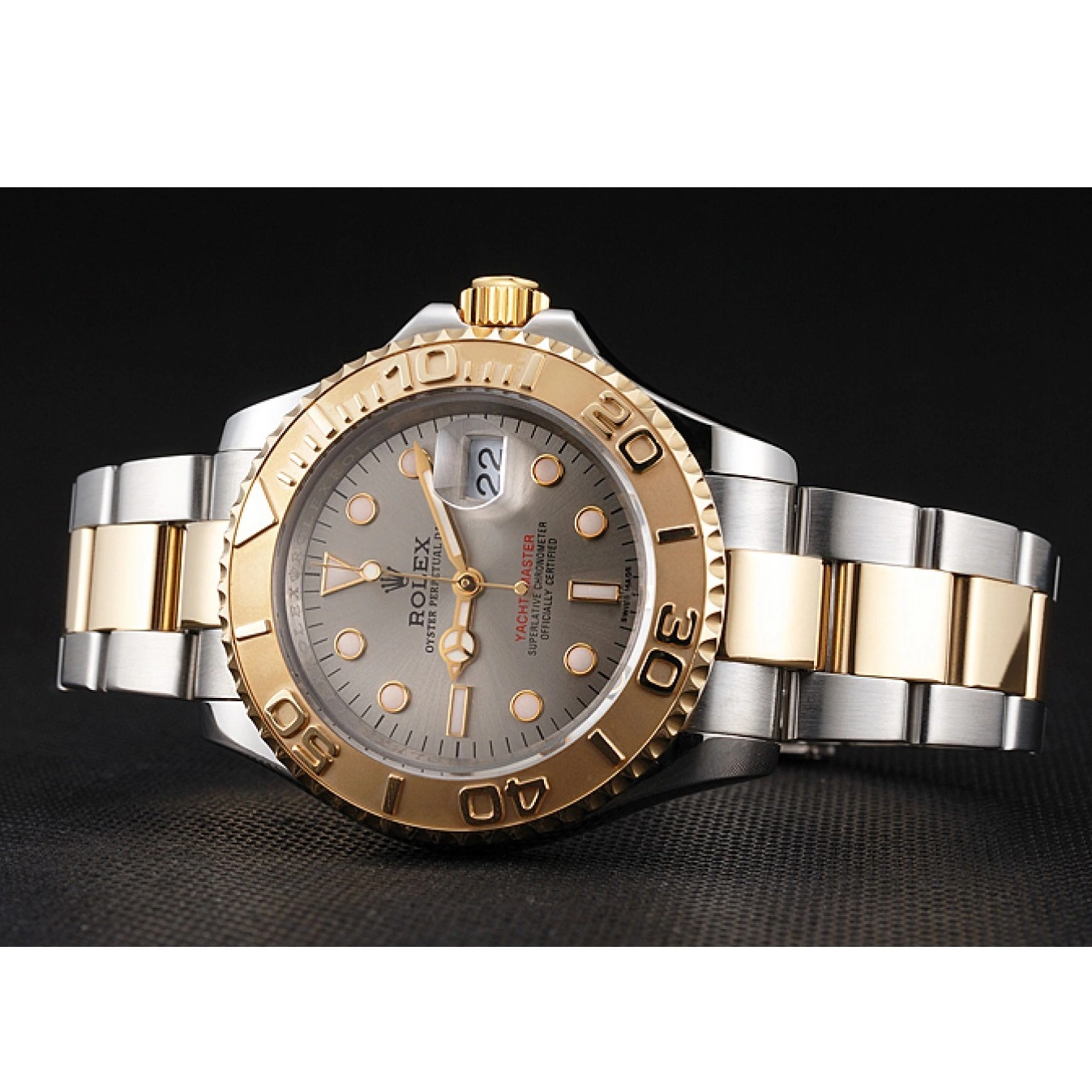 Good Copy Rolex Watches Case Bezel Gold Dial Swiss Gray Rolex Steel Tone Two Yacht-Master Dial Stainless 0701